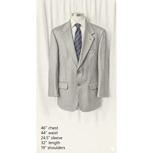 VTG Yves Saint Laurent forDillards Silk Wool Blazer Jacket Size 46R Tweed
